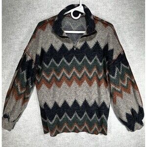 Bibi Multicolor Aztec Pattern Knit LS 1/4 Zip Sweatshirt - no Tag Approx Large
